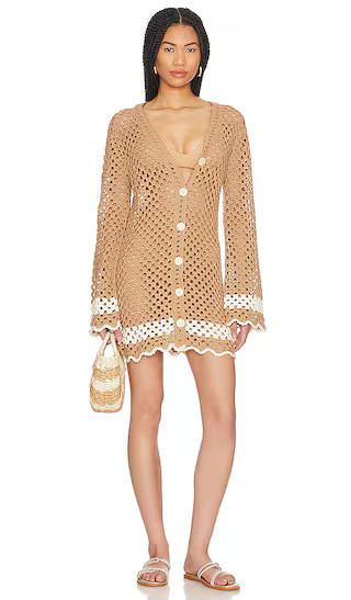 Lanita Crochet Mini Dress in Tan & Ivory | Revolve Clothing (Global)