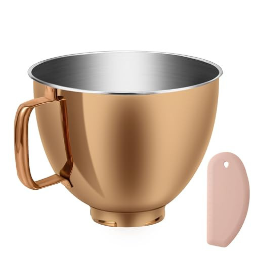5 Quart Stainless Steel Mixer Bowl for Kitchenaid Classic&Artisan Tilt Head Mixer, Fit for KSM75, KSM90, KSM150, Radiant Copper, 1.75Lb, 0.8MM Thick, Heavy Duty, Dishwasher Safe, Ergonomics Handle | Amazon (US)