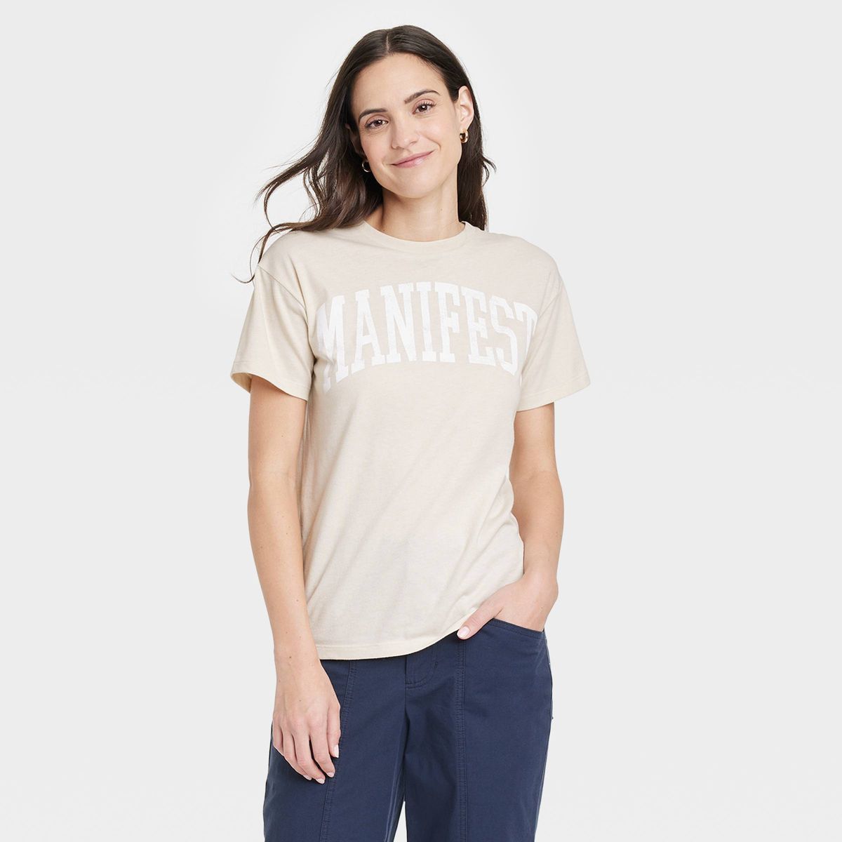 Women's Manifest Short Sleeve Graphic T-Shirt - Beige 3X | Target
