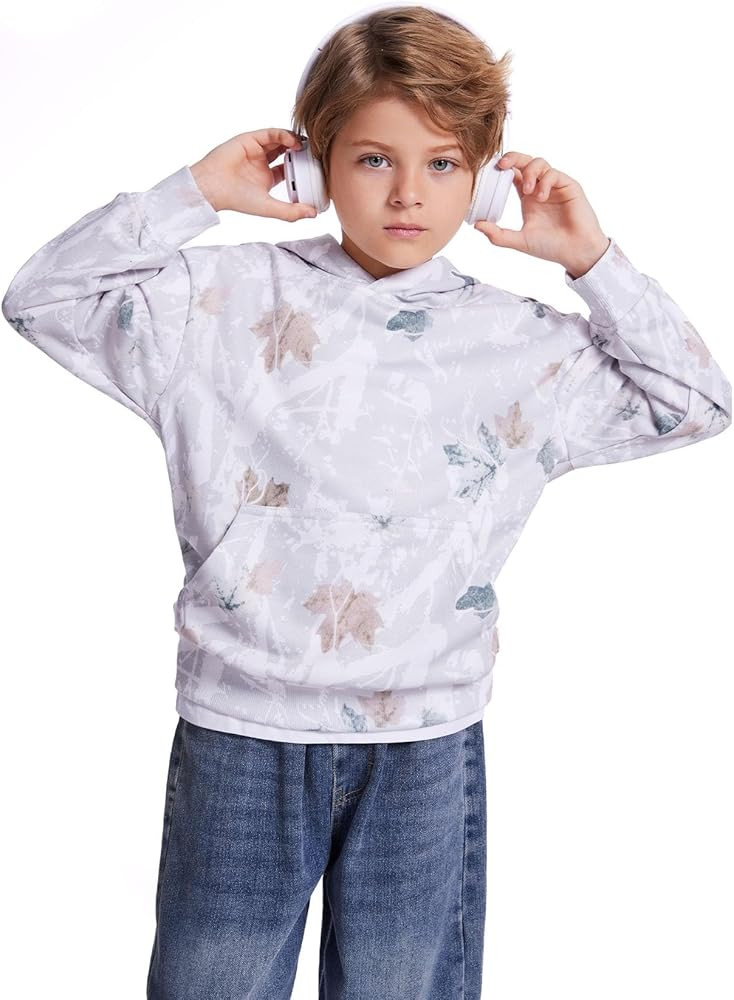 Flygo Camo Hoodie for Girls Boys Maple Leaf Print Hoodies Cute Oversized Hooded Trendy Sweatshirt... | Amazon (US)