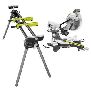 RYOBI 15 Amp 10 in. Sliding Compound Miter Saw and Universal Miter Saw QUICKSTAND-TSS103-A18MS01G... | The Home Depot