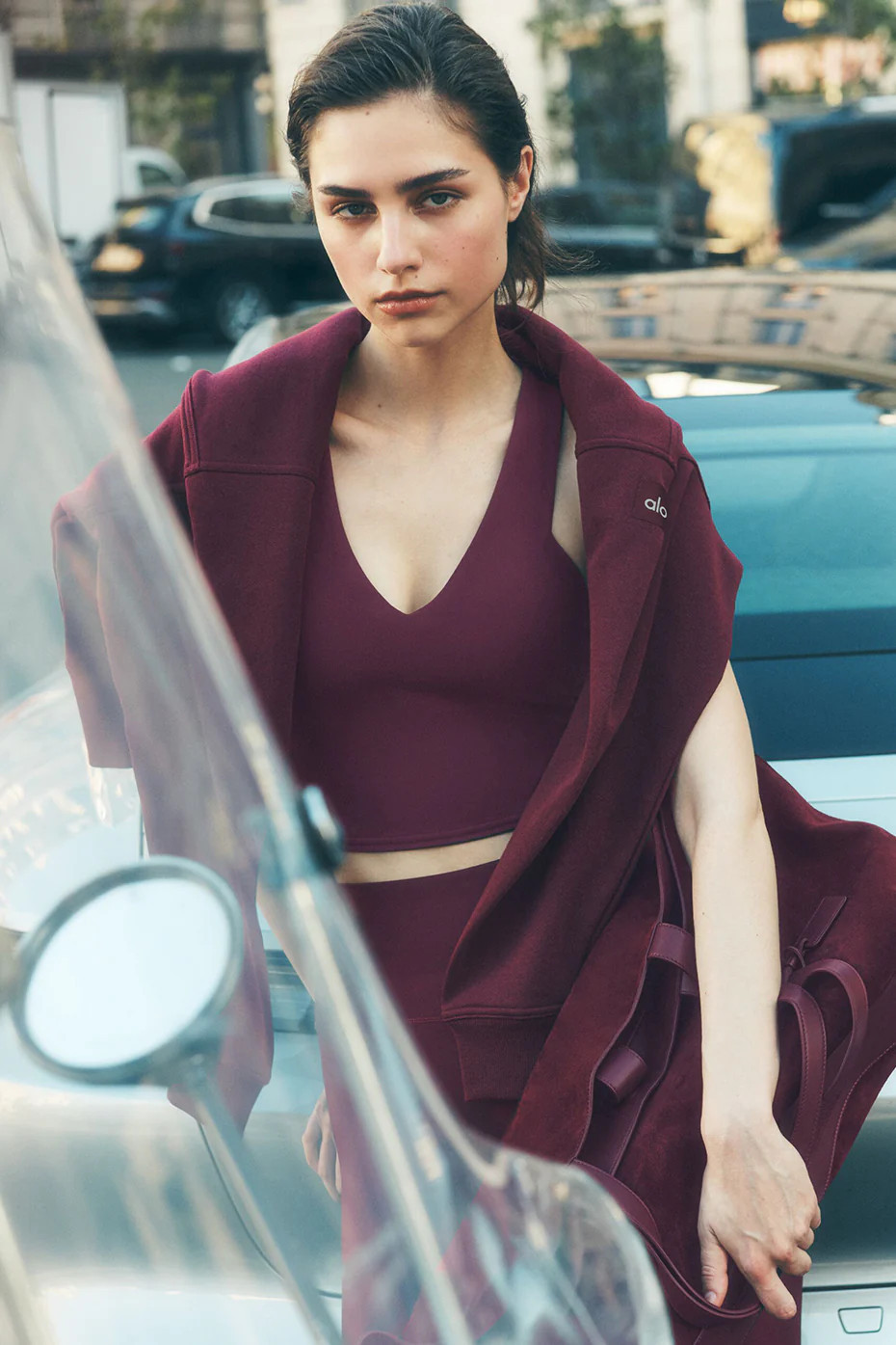 ALO | Airbrush Real Bra Tank Top in Burgundy Red, Size: Large | Alo Yoga (US)