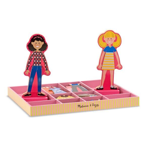 Melissa & Doug Abby and Emma Deluxe Magnetic Wooden Dress-Up Dolls Play Set (55+pc) | Target