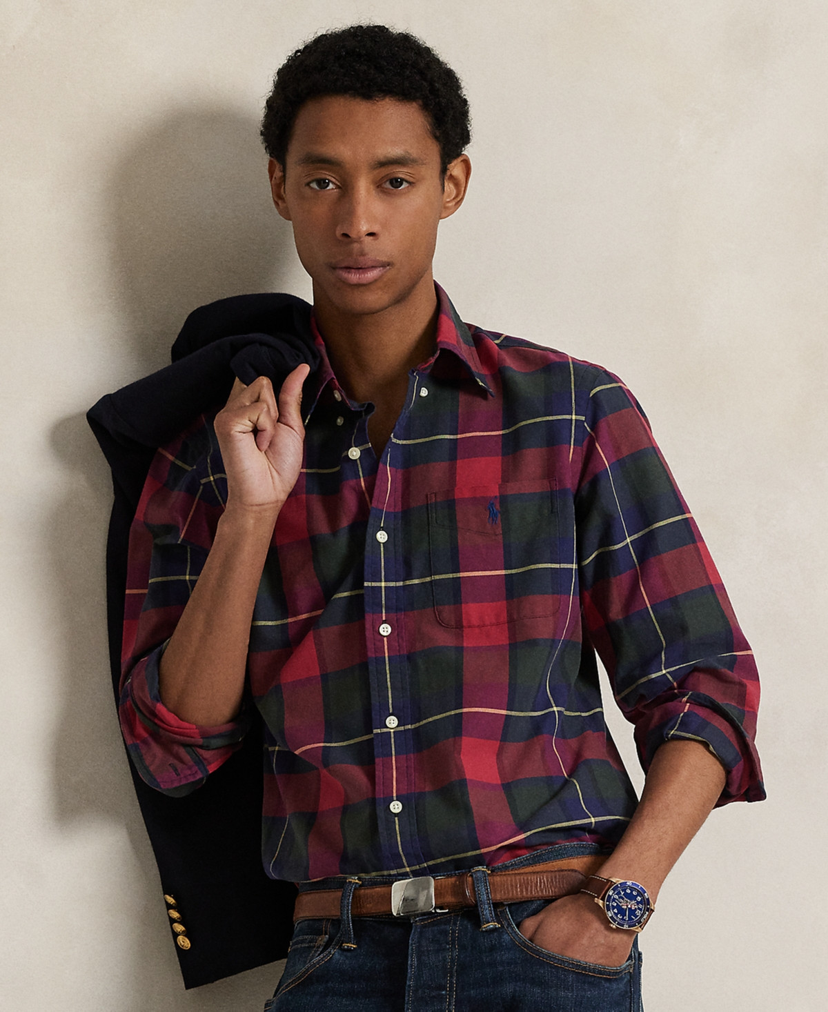 Polo Ralph Lauren Men's Classic-Fit Plaid Oxford Shirt - Rustic Red/Yellow Mutli | Macy's