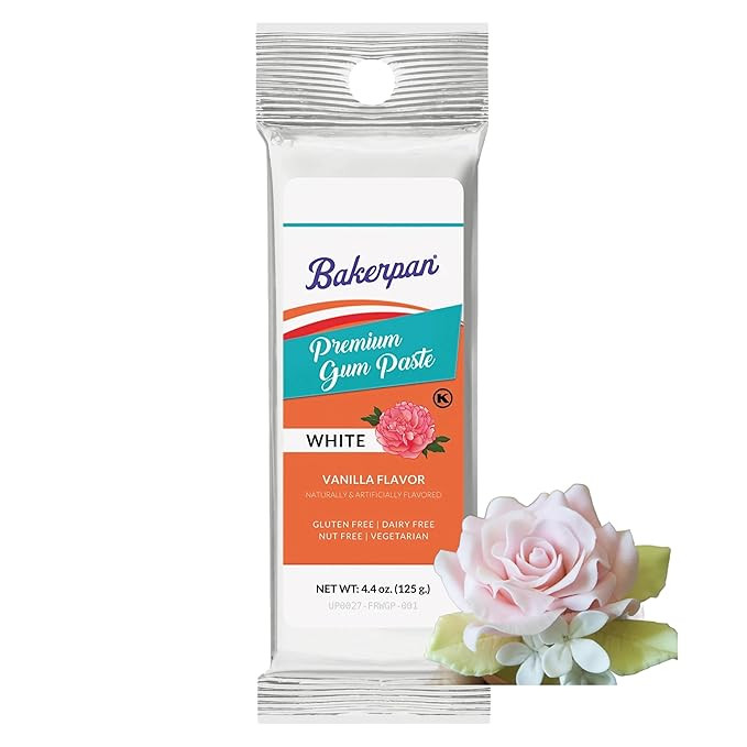 Bakerpan White Gum Paste for Cake Decorating, Create Flowers, Leaves, Elegant Ruffles - 4.4 Ounce... | Amazon (US)