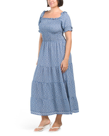 Crepe Puff Sleeve Smocked Waist Floral Maxi Dress | TJ Maxx