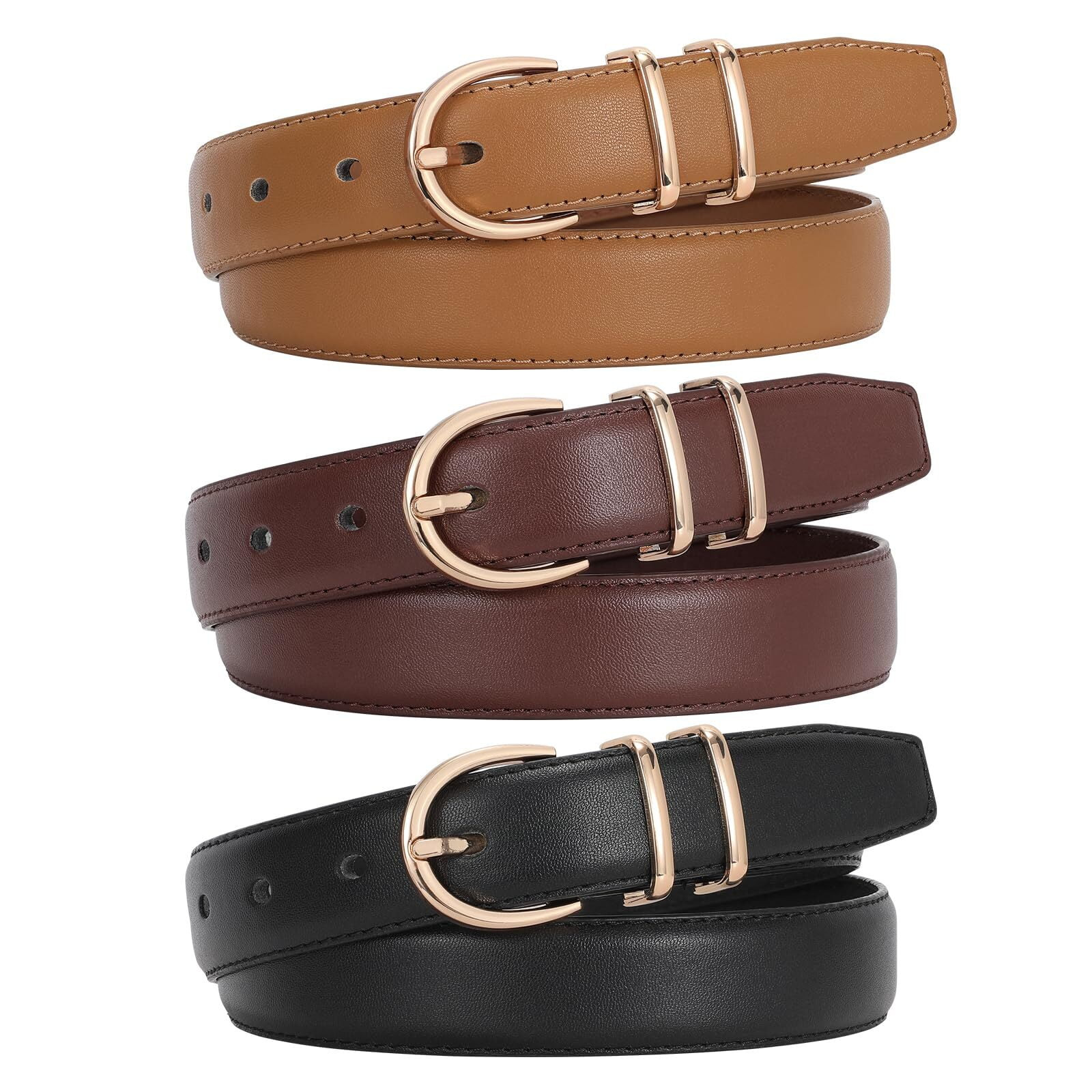 WHIPPY Women Leather Belts Ladies Dress Belt for Jeans 3 Pack | Walmart (US)