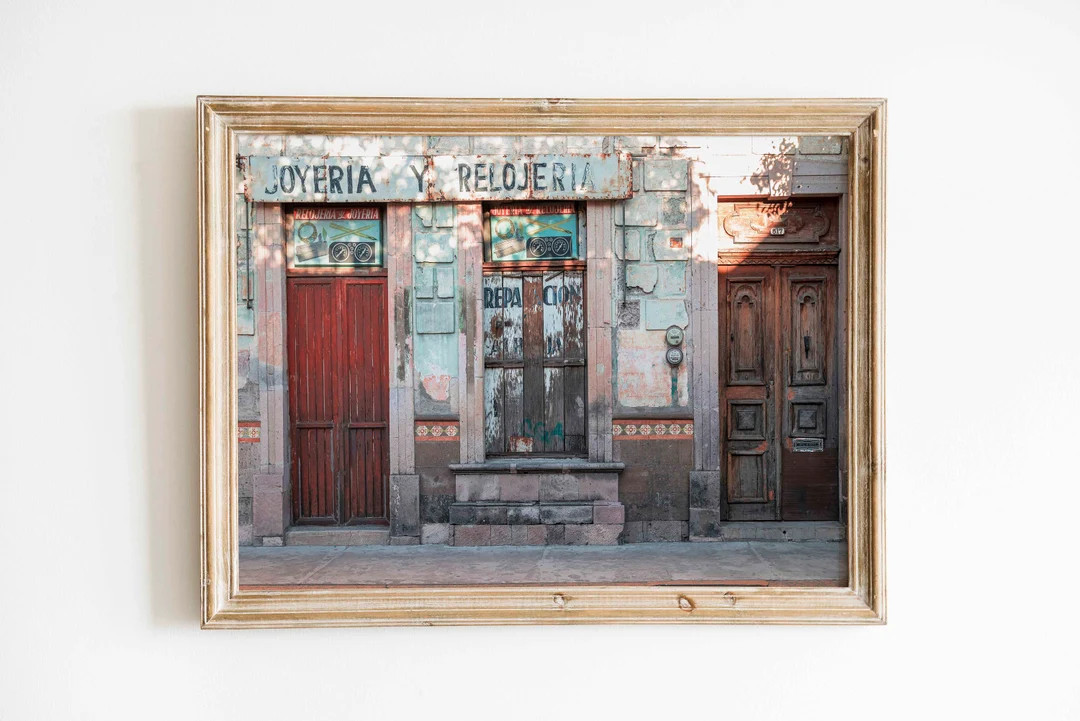mexican door print, mexico wall art, storefront photography, home decor, rustic industrial, insta... | Etsy (US)