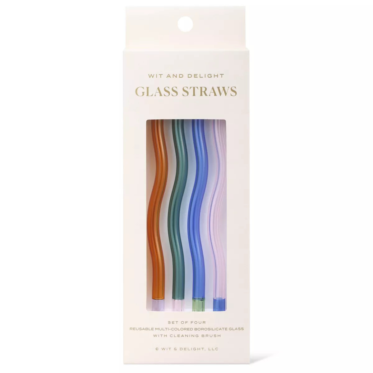 Wit & Delight 4ct Everyday Gifting Reusable Glass Straws with Cleaning Brush | Target