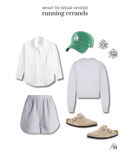 Casual spring outfit idea. I am loving the boxer short trend. Pair them with a white button up and over the shoulder sweater or sweatshirt for running errands. 

#LTKStyleTip #LTKBeauty #LTKSeasonal