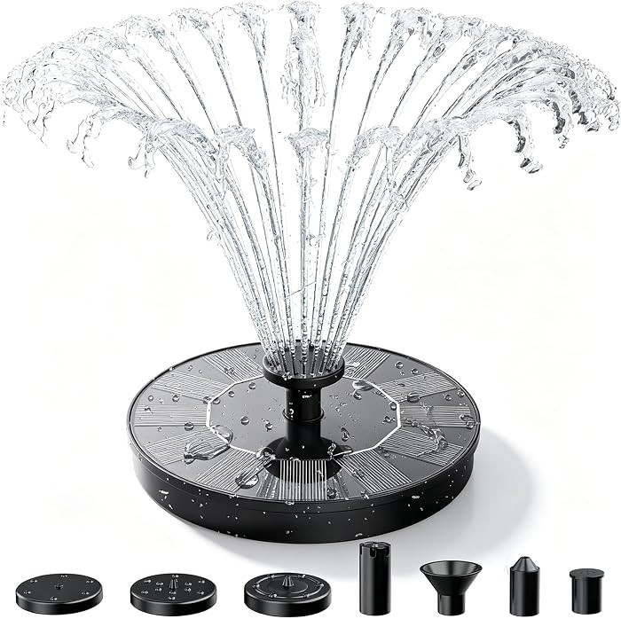 AISITIN Solar Fountain Pump with 6 Nozzles, 2026 Solar Bird Bath Fountains, Upgraded Floating Sol... | Amazon (US)