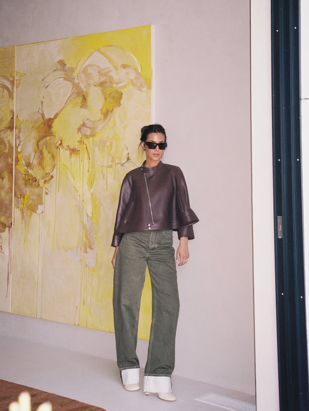 This structured brown LOEWE leather jacket paired with cuffed jeans and cream mules is perfect for transitional weather or elevated street style 🤎 

#LTKSeasonal #LTKShoeCrush #LTKStyleTip