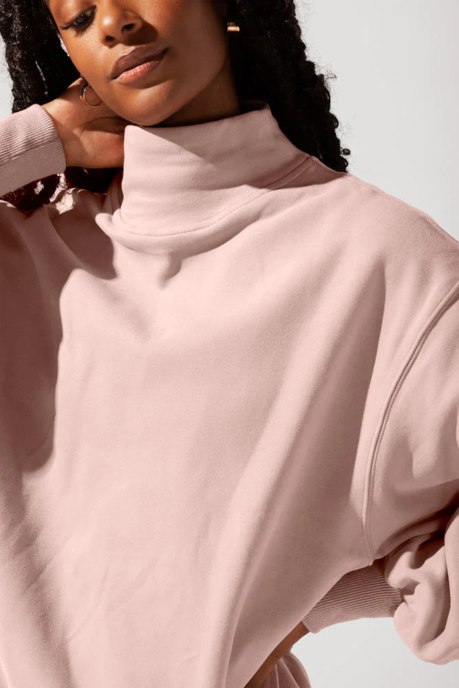 Ooey Gooey Mockneck Sweatshirt with Pockets - Ballet Slipper | POPFLEX