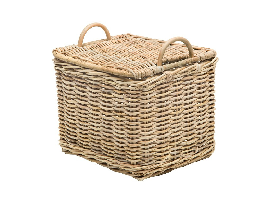 KOUBOO Rattan Core Rectangular Storage Basket, Wicker Basket with Lid, Living Room Basket, Toy Ba... | Amazon (US)