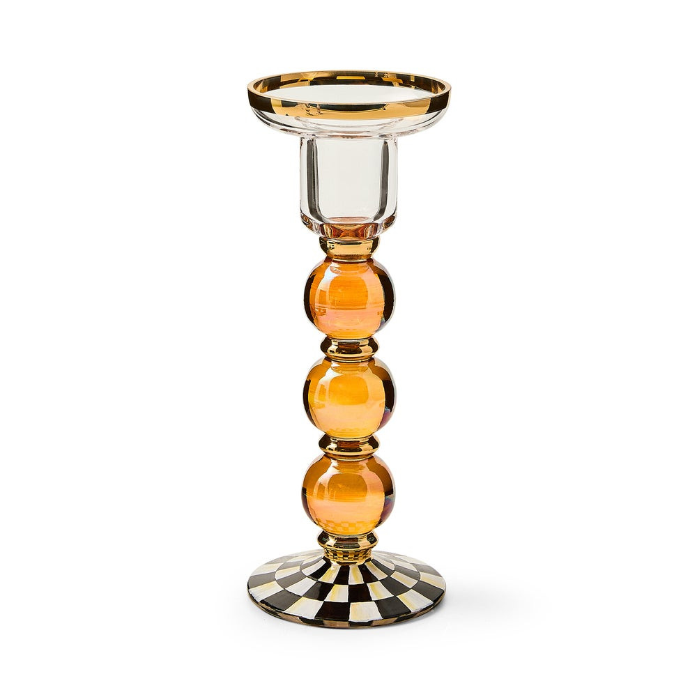 Courtly Check Large Glass Candlestick | MacKenzie-Childs