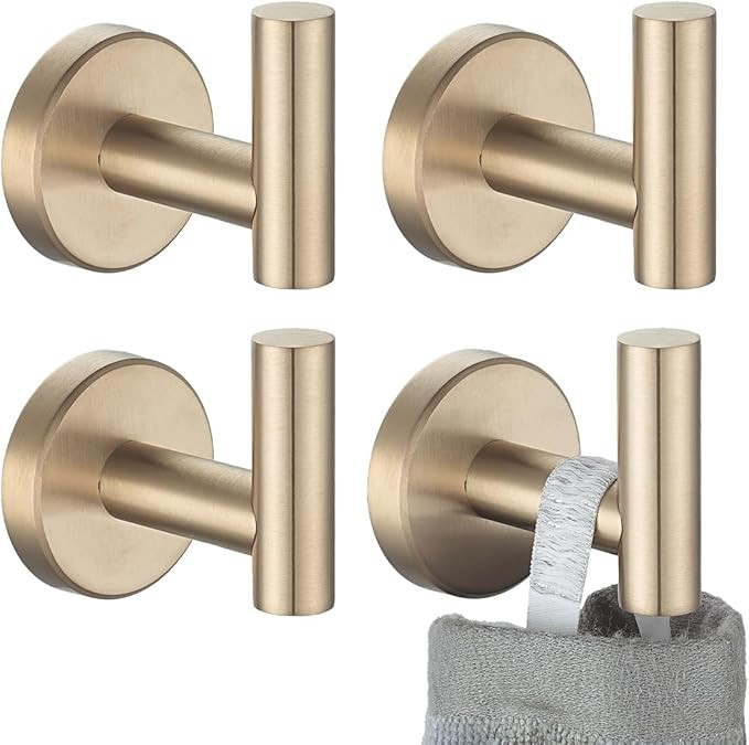 JQK Bathroom Towel Hook Champagne Bronze, Coat Robe Clothes Hook for Bathroom Wall Mounted (Pack ... | Amazon (US)
