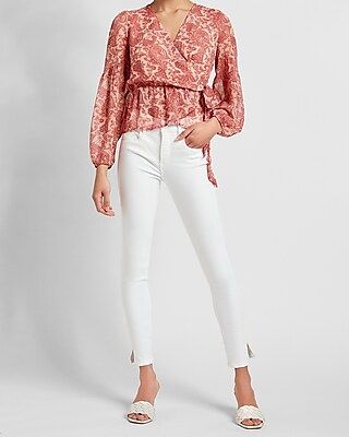 Paisley Wrap Front Tie Top | Express