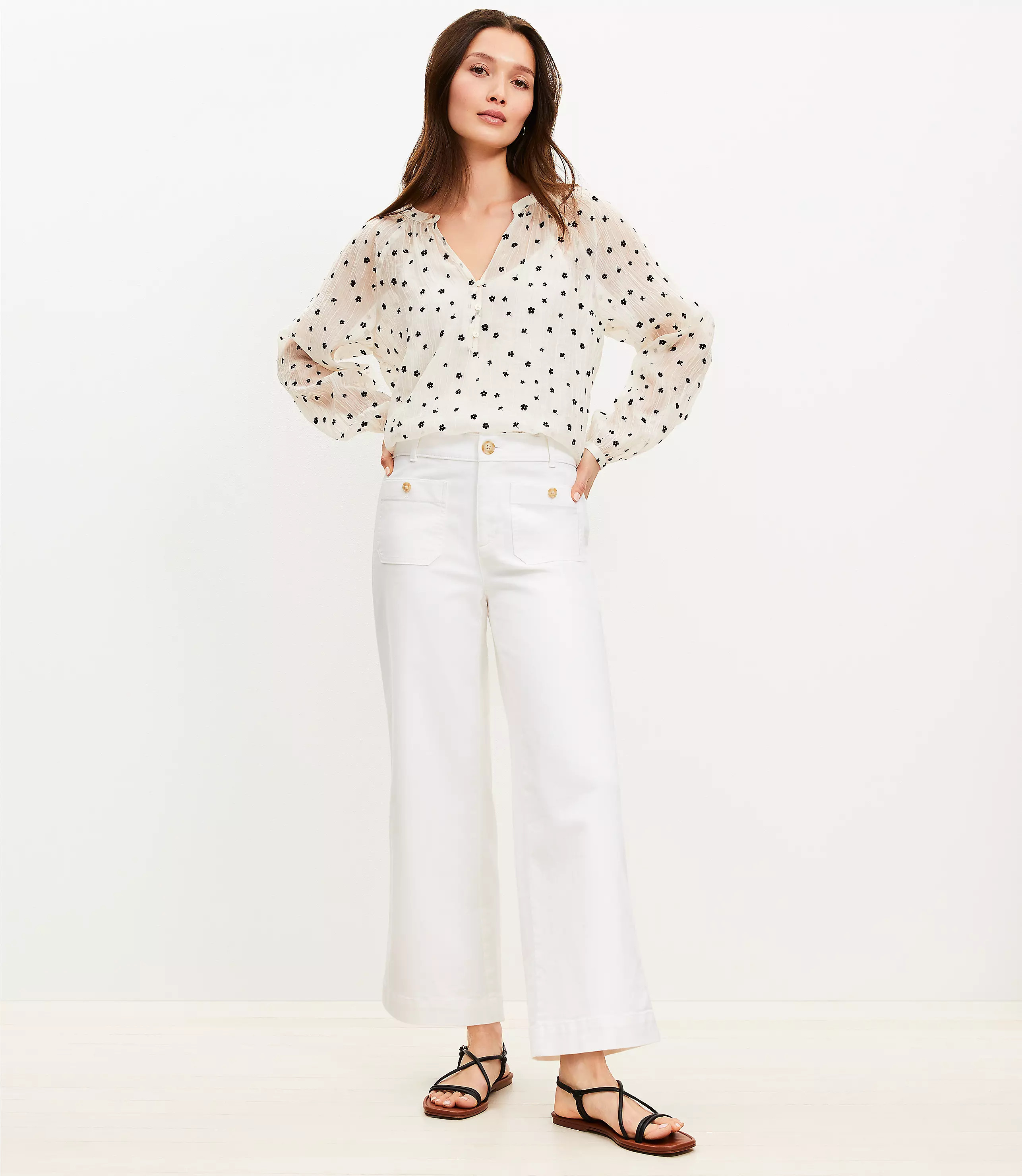 Petite Palmer Wide Leg Crop Pants in Twill | LOFT