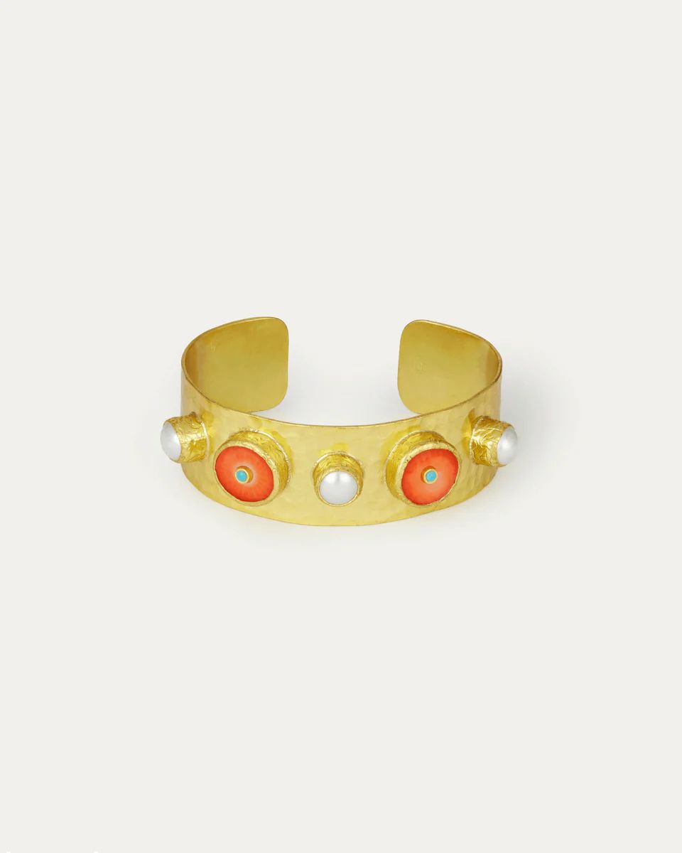 Amalfi Orange Stone and Pearl Cuff Bracelet | Ottoman Hands