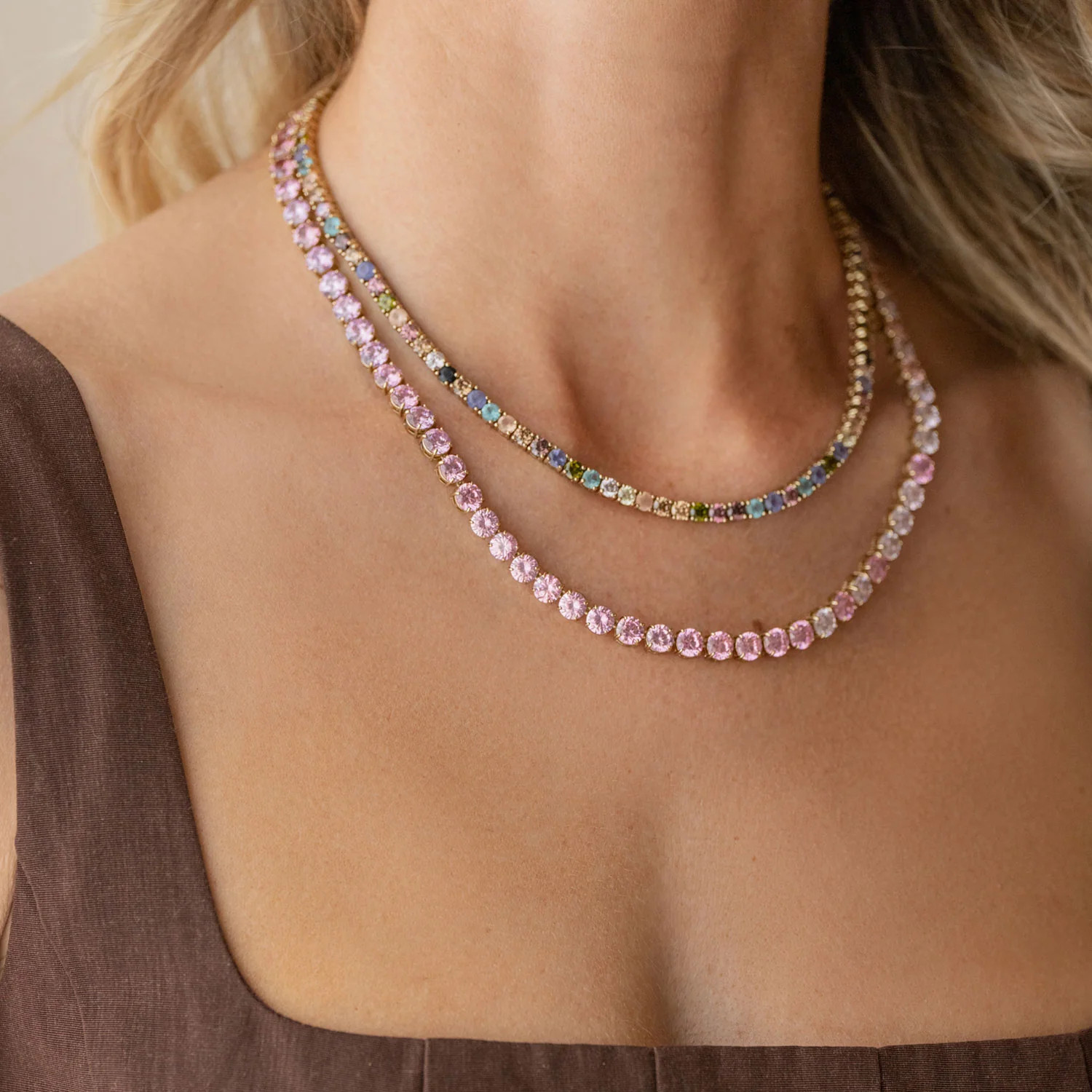 Georgie Crystal Necklace Pink | Mignonne Gavigan