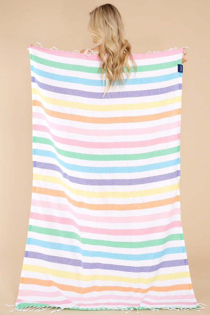 Sand And Surf Pink Multi Stripe Towel | Red Dress 