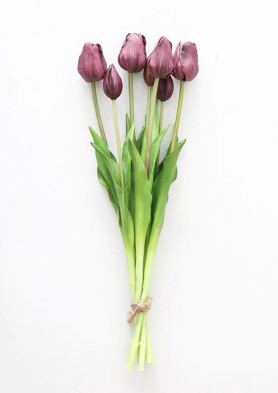 Purple Artificial Tulip Flower Bundle of 7 - 18.5 | Afloral (US)