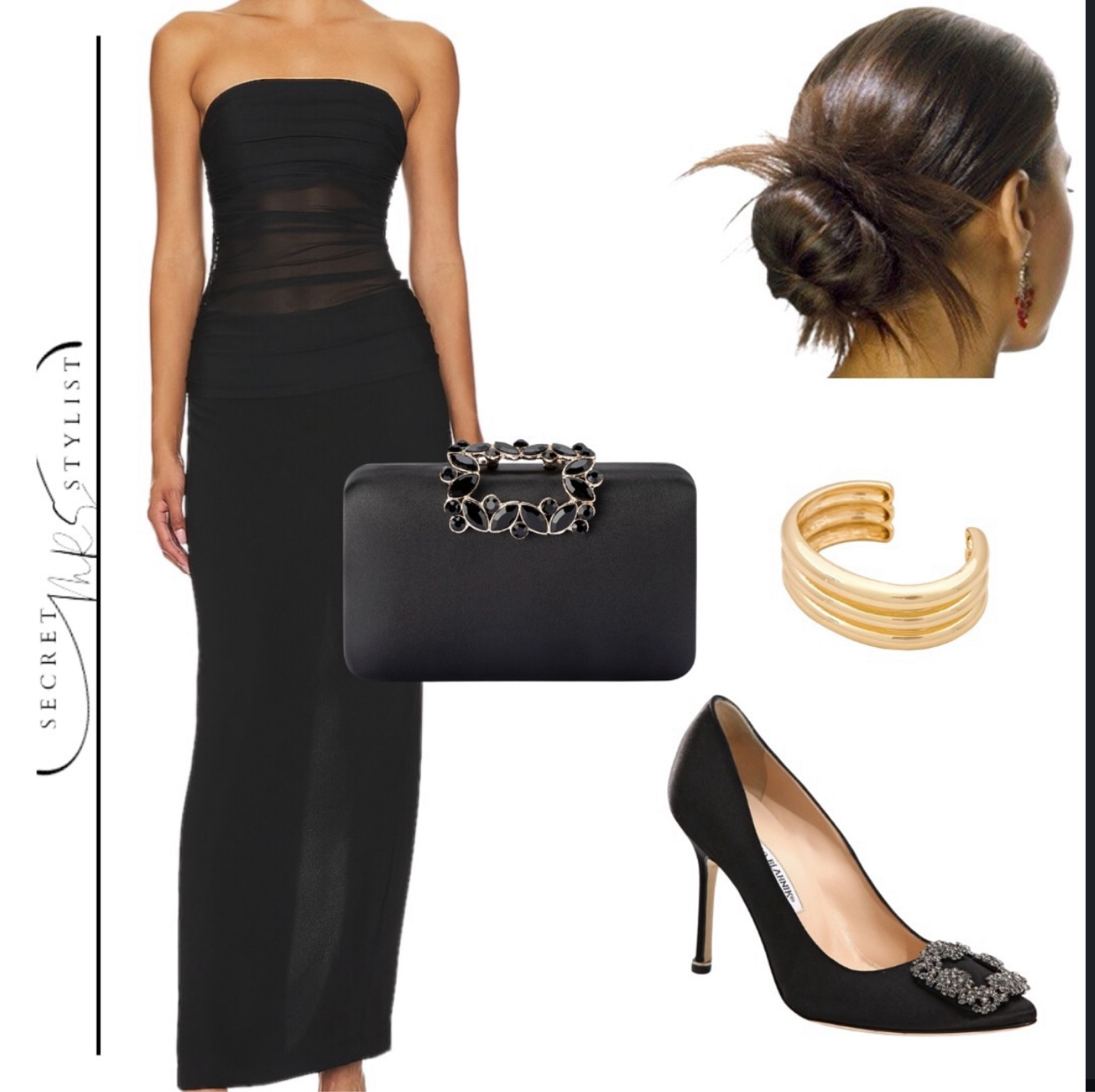 Stepping into elegance with this black strapless gown from Revolve 🖤✨. Imagine gliding into a room, the soft draping, sleek clutch, and a touch of gold catching the light – sophistication at its finest. I paired it with a chic updo and classic embellished heels for an effortlessly glam vibe.

Get this look at @revolve! What’s your go-to accessory for a formal look? Tell me below or save this for your next event inspiration! 💫

#secretmrsstylist 

#LTKStyleTip #LTKParties #LTKU