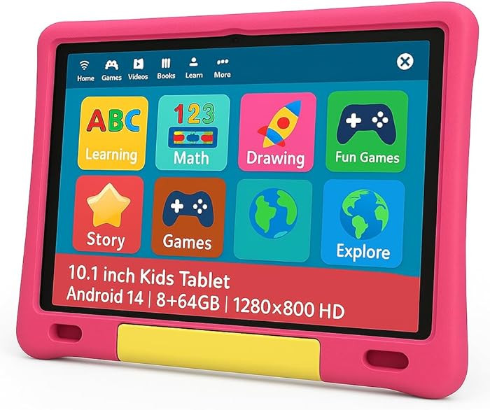 10.1 Inch Kids Tablet with Shockproof Case | Android 14, 64GB+8GB RAM, 12H Battery | Parental Con... | Amazon (US)