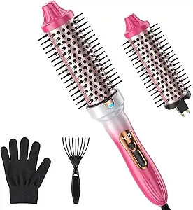 Thermal Brush 2 in 1 Set, Ionic Heated Round Curling Brush Create Volume & Smoother Hair Style fo... | Amazon (US)