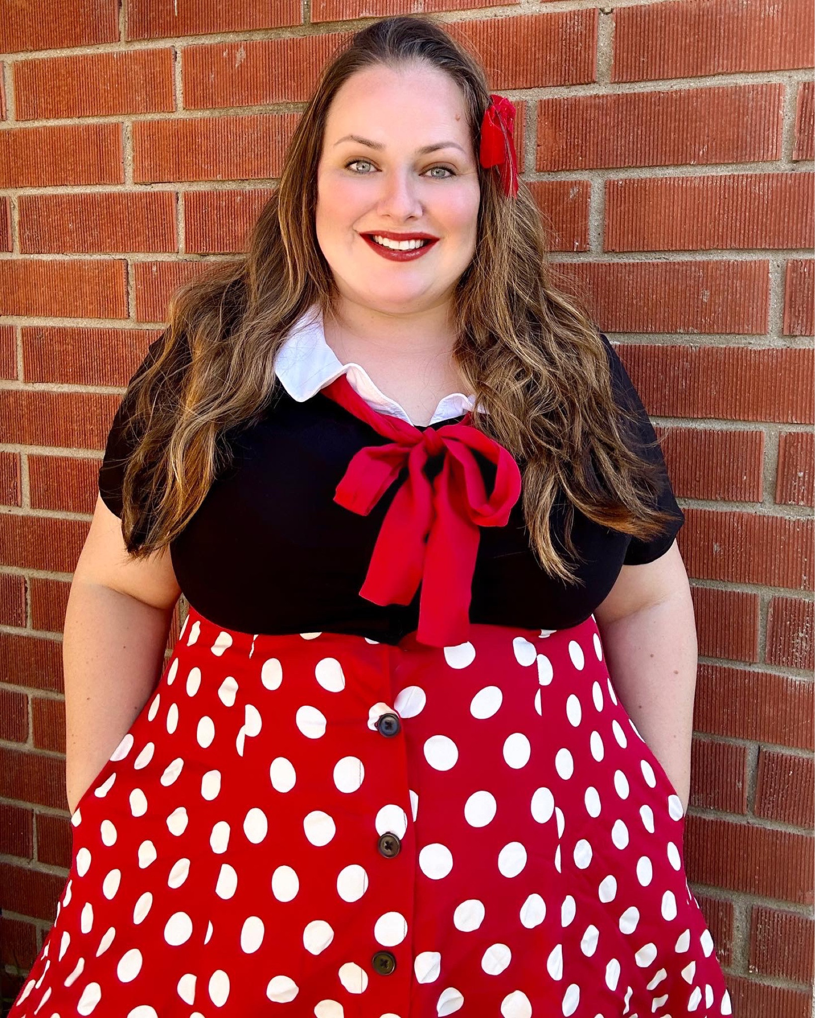 Minnie Mouse style 🖤❤️

Plus size Disney dress 
Disneybounding 
Disney style 


#LTKplussize #LTKtravel #LTKfindsunder50