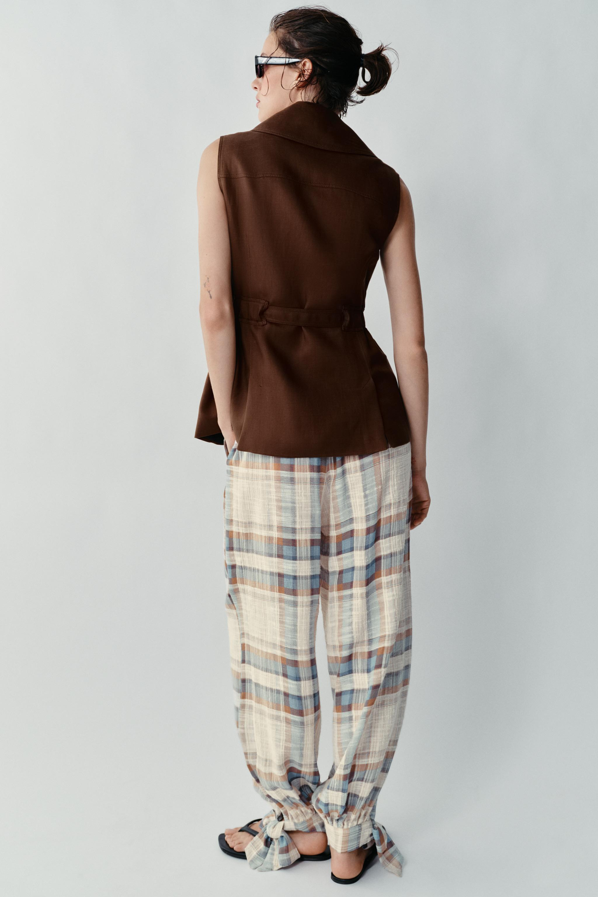 CHECKED SAROUEL TROUSERS WITH BOWS | Zara UK