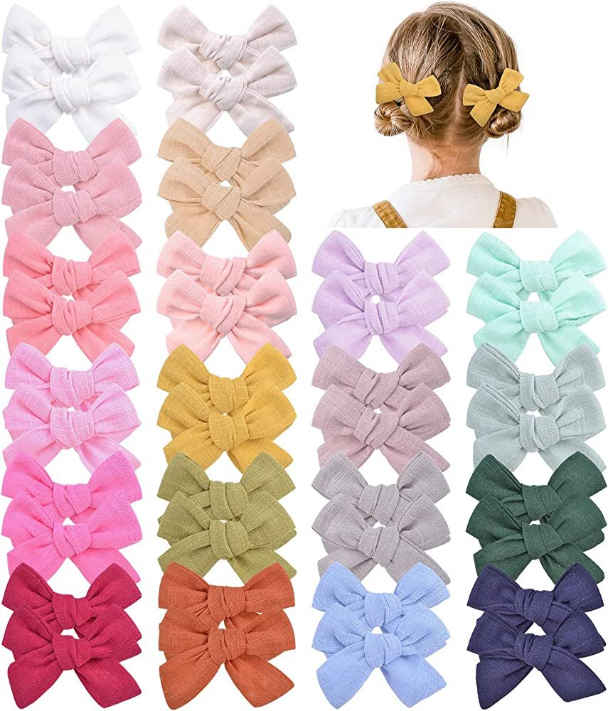 40 PCS 3 Inch Baby Girl Bows Fully Lined Non Slip for Infant Fine Baby Hair Bows Barrettes Access... | Amazon (US)
