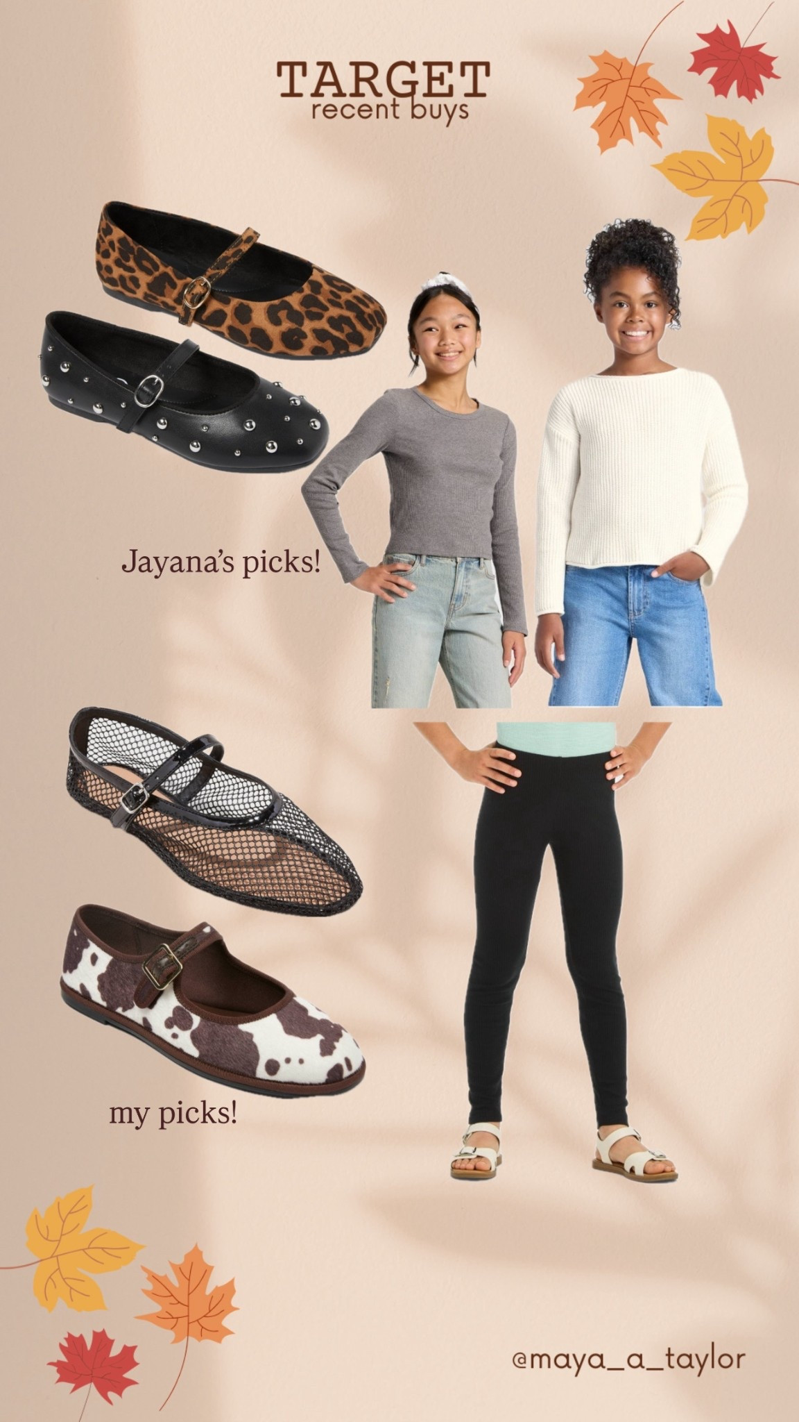 Target recent buys! 🤎🤍🖤🩶

I love the neutral sweaters for jayana along w the ballet flats! She loves the studded ones!! I’ve been eyeing the black mesh ballet flats & the cow print ones so I finally grabbed them & they’re perfect for fall!

#LTKKids #LTKShoeCrush #LTKStyleTip