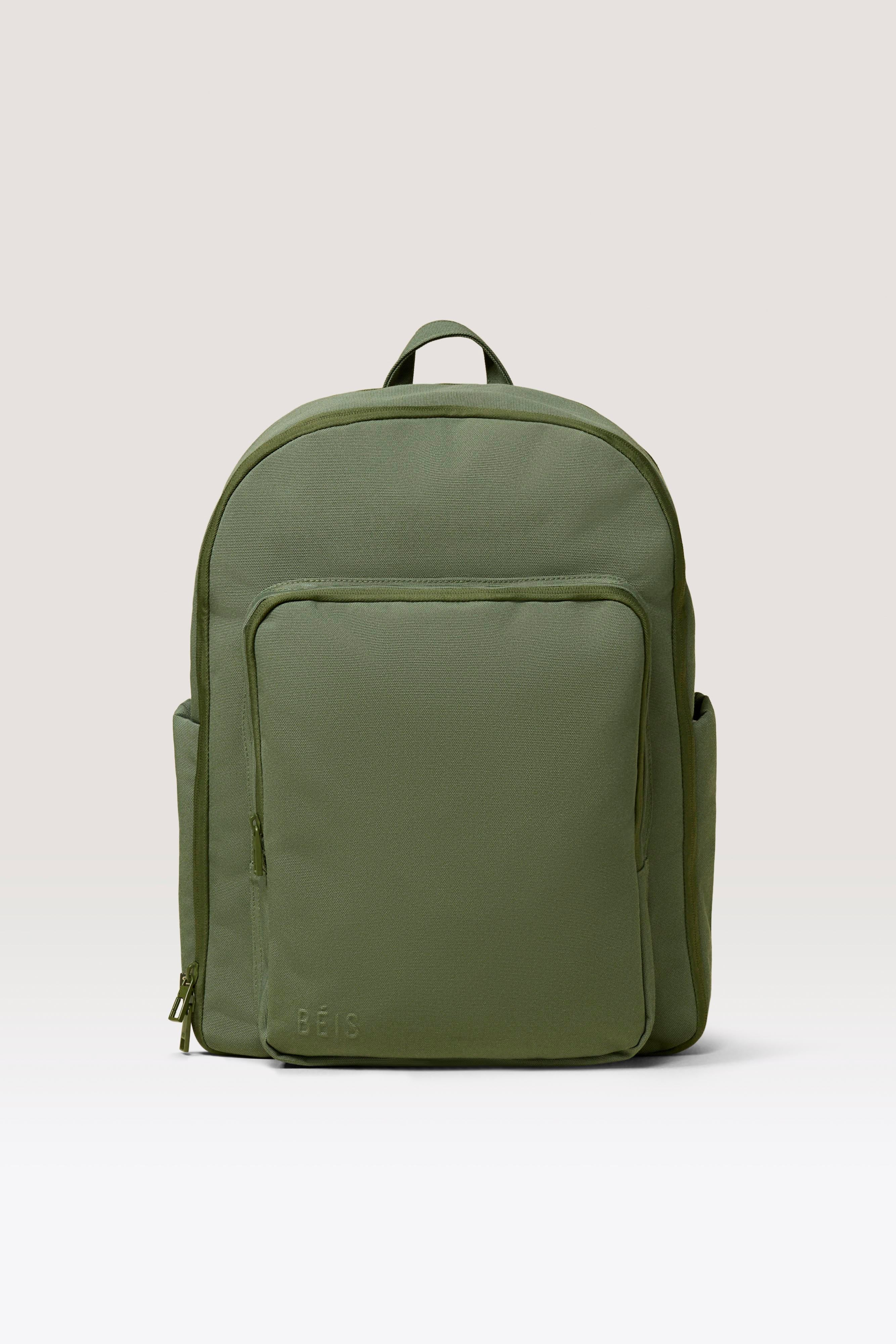 B\u00c9IS \u2018The Backpack\u2019 in Olive - Green Travel & Laptop Backpack | BEIS