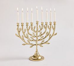 Brass Botanical Branch Menorah | Pottery Barn (US)