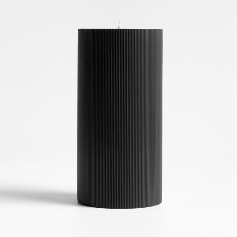 4"x8" Ribbed Black Pillar Candle + Reviews | Crate & Barrel | Crate & Barrel