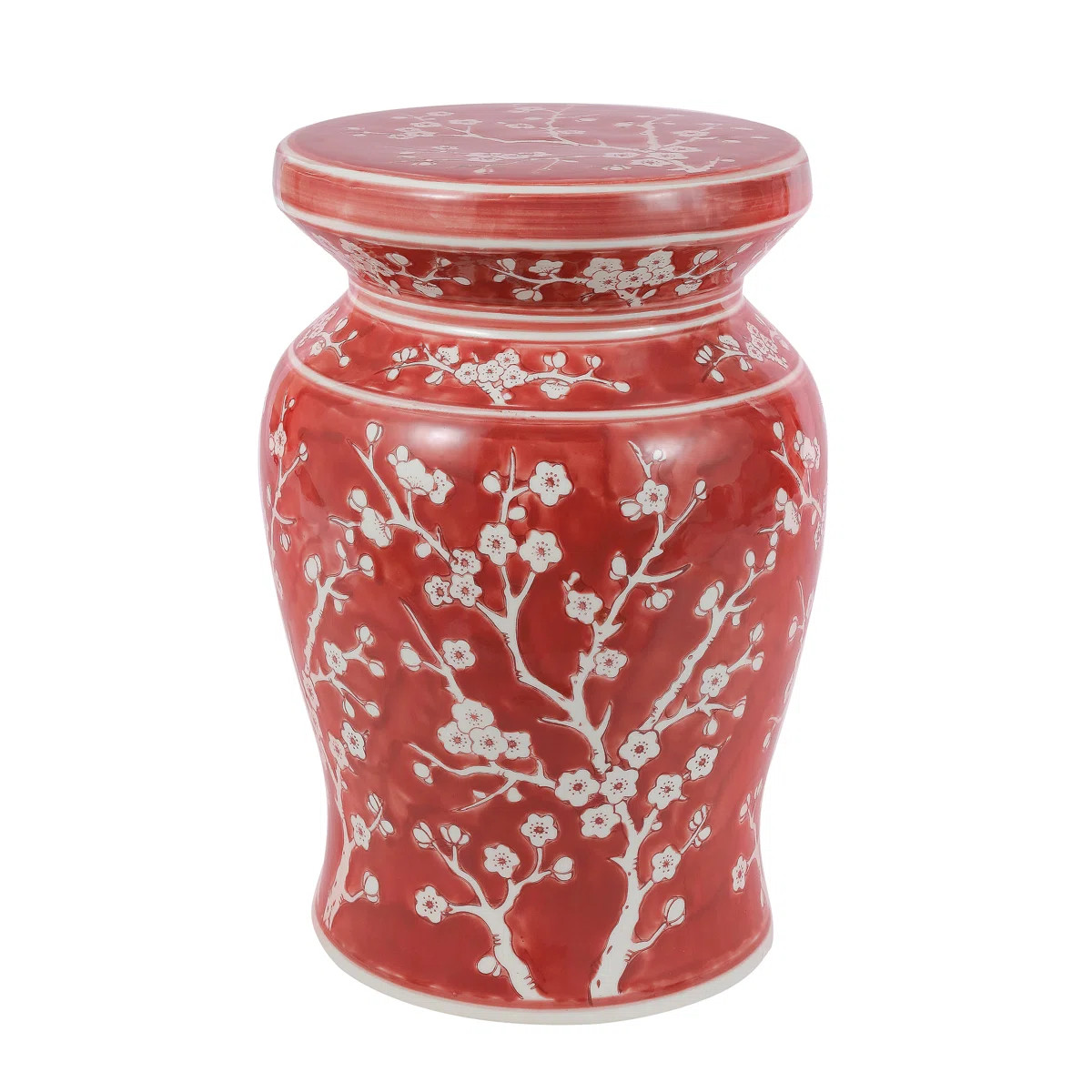 Our urn-shaped ceramic garden stool is decorated in a classic cherry blossom pattern. Use them in... | Wayfair North America