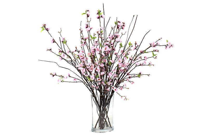 35" Pink Blossom Arrangement w/ Oval Vase, Faux | One Kings Lane