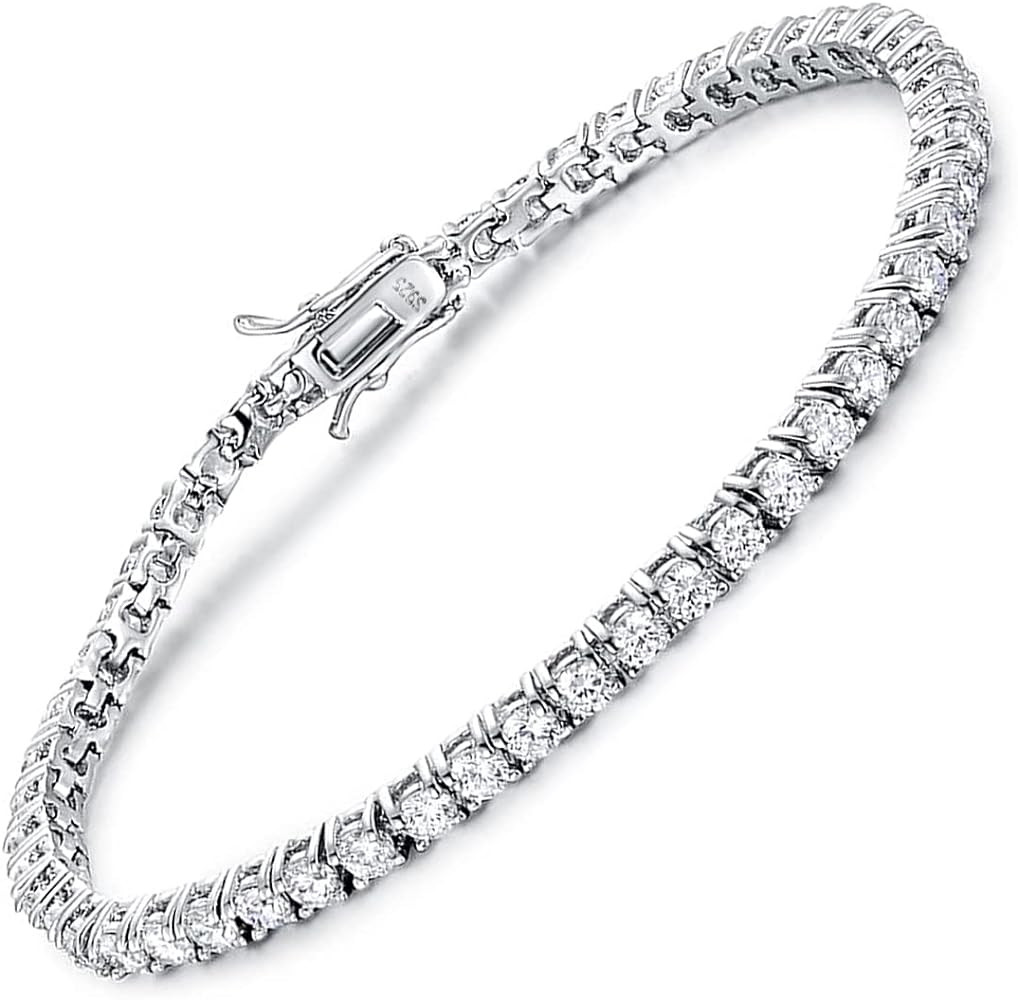 TIKJE Pulsera clásica de plata de ley 925 con circonita cúbica de 0.079-0.276 in | Pulseras de ... | Amazon (US)