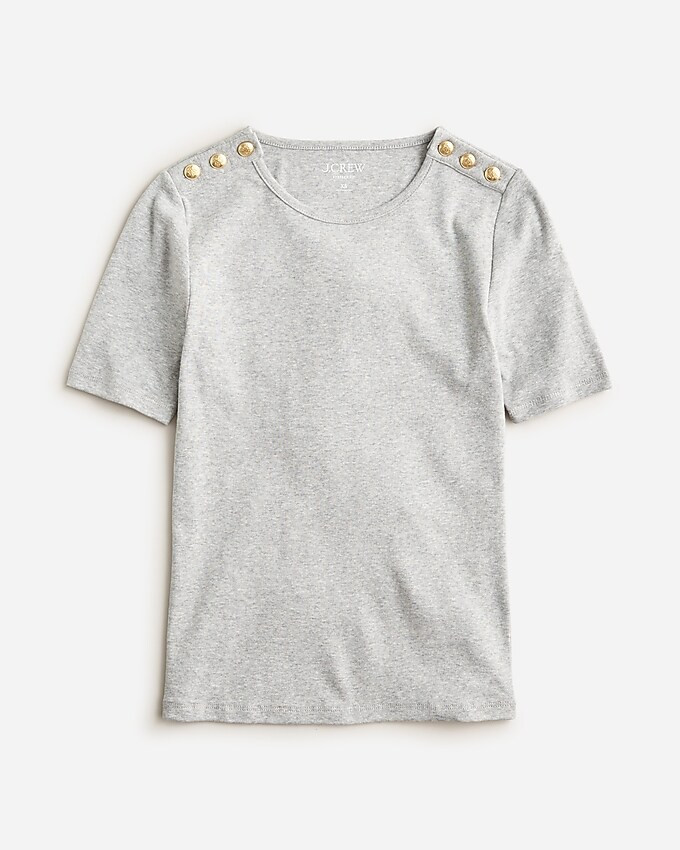 Perfect-fit elbow-sleeve T-shirt with buttons | J. Crew US