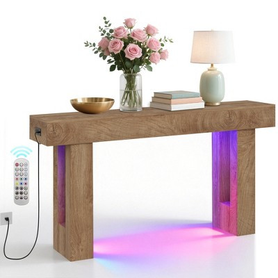 63 in Entryway Console Table, Wood Entry Way Table with Charging Station, Rustic Wood Entrance Tables for Living Room, Entryway, Foyer, Hallway | Target
