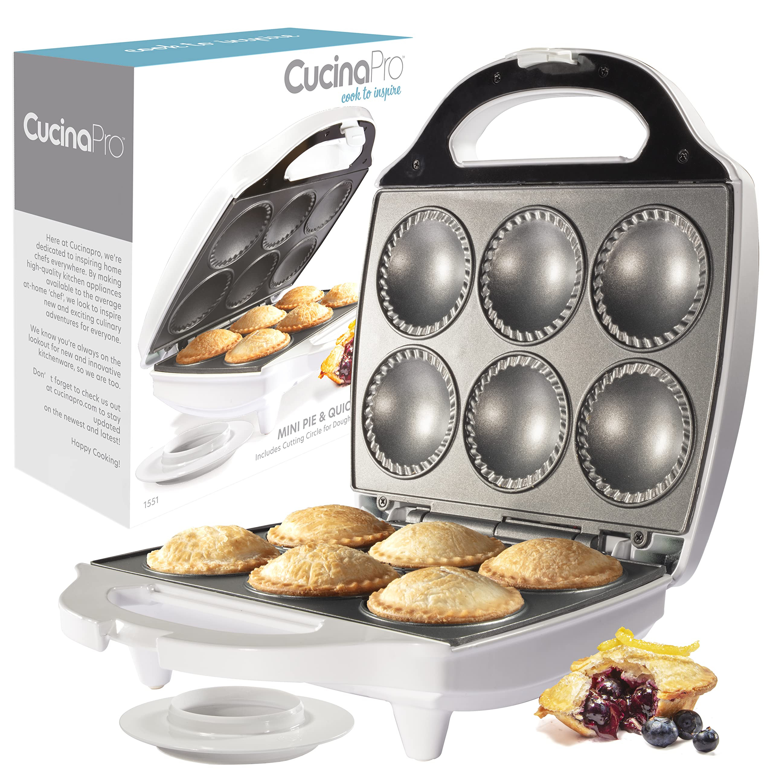 Mini Pie & Quiche Maker- Nonstick Electric Baker Cooks 6 Small Quiches or Pies in Minutes- Dough ... | Amazon (US)