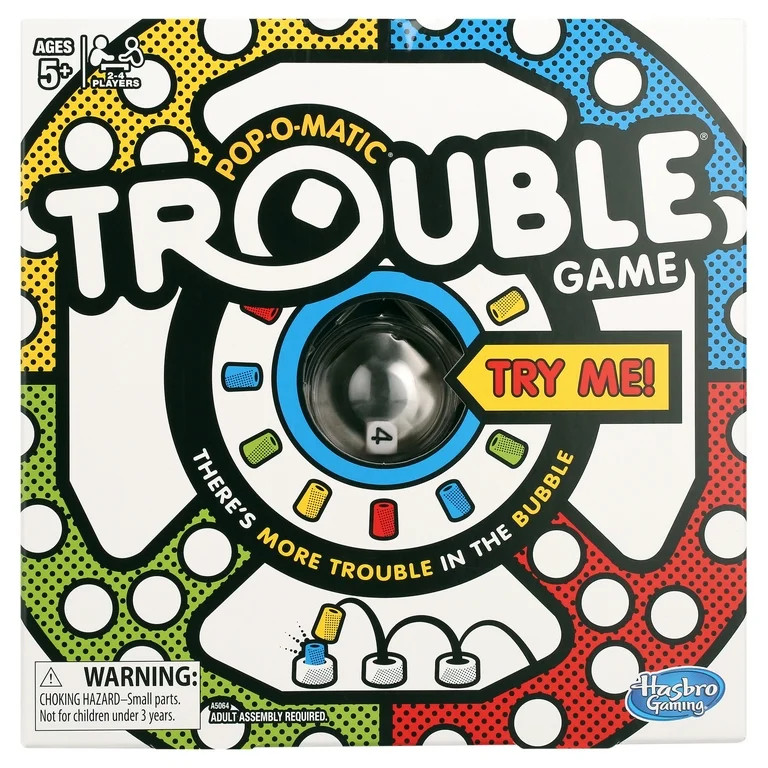 Pop-O-Matic Trouble Kids Board Game, Family Games for 2-4 Players, Christmas Gifts for Kids, Ages... | Walmart (US)