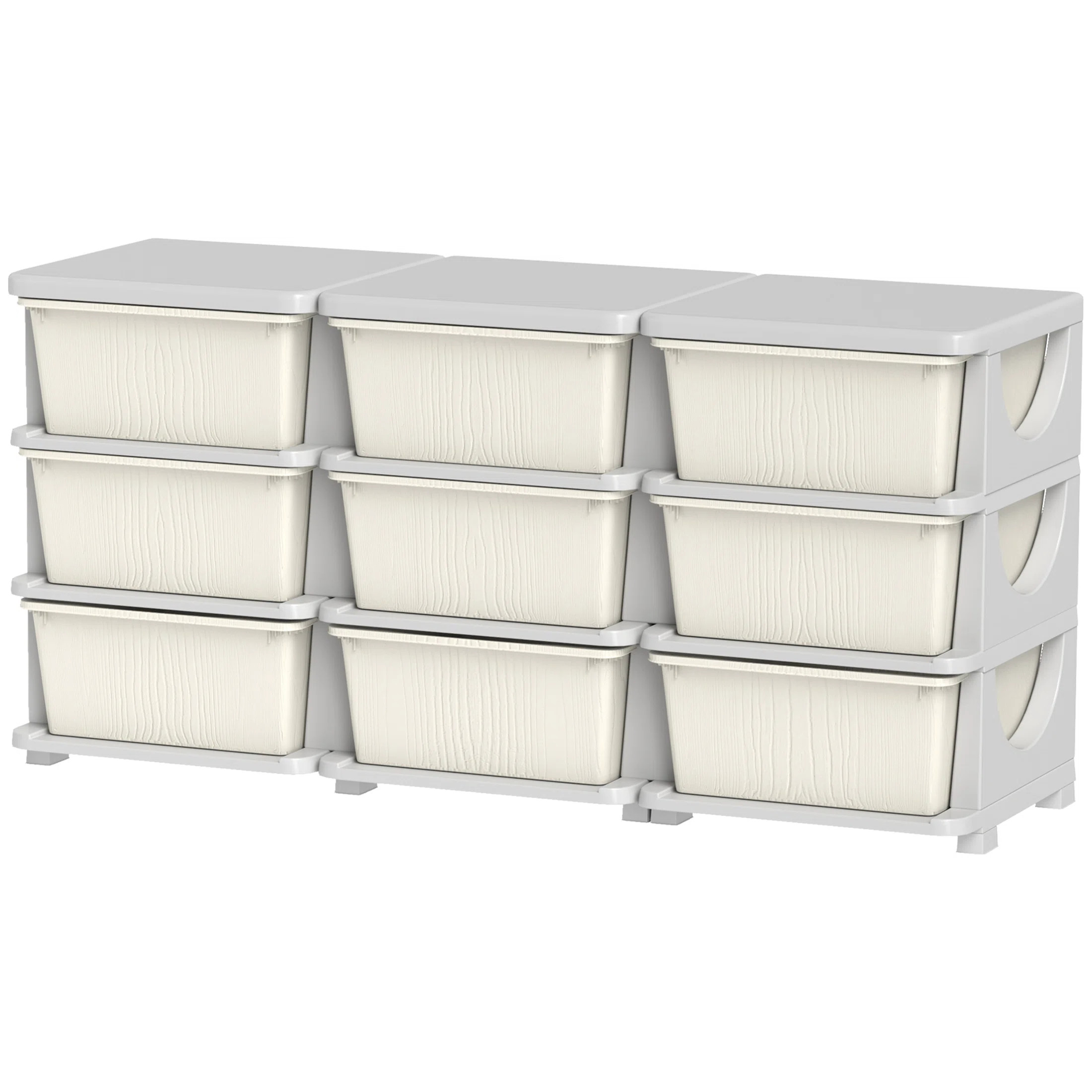 Qaba 3-Tier Kids Storage Unit with 9 Drawer Chest Toy Organizer Plastic Bins | Wayfair North America