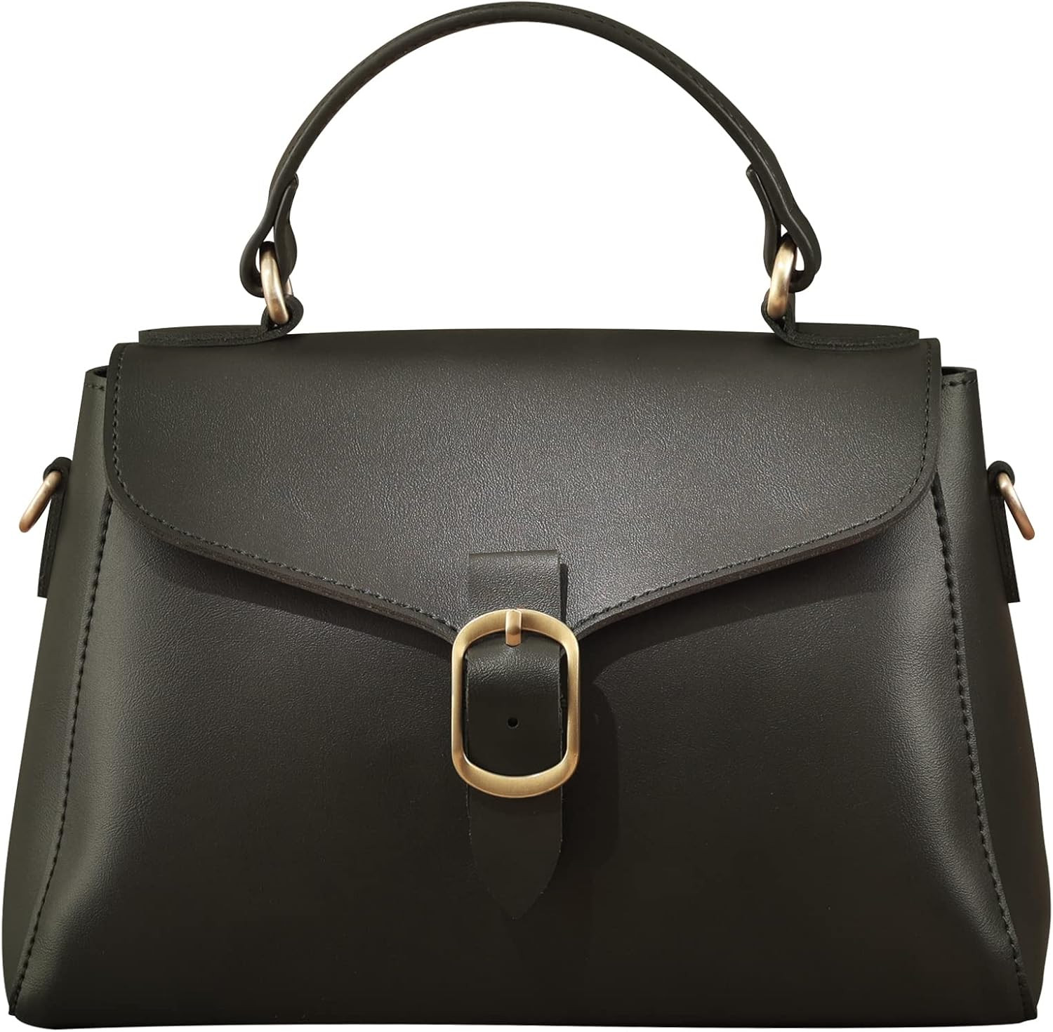 Vintage Vegan Leather Flap Top Handle Bag For Women Retro Satchel Casual Purse Simple Shoulder Classic Handbag | Amazon (US)