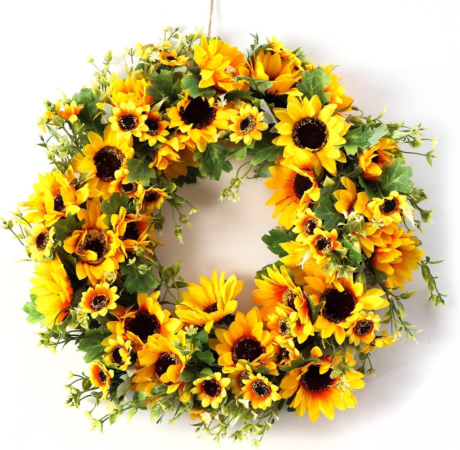 Amazon.com: Sunflower Wreath for Front Door All Season 18inch Handmade Artificial Spring Wreath f... | Amazon (US)