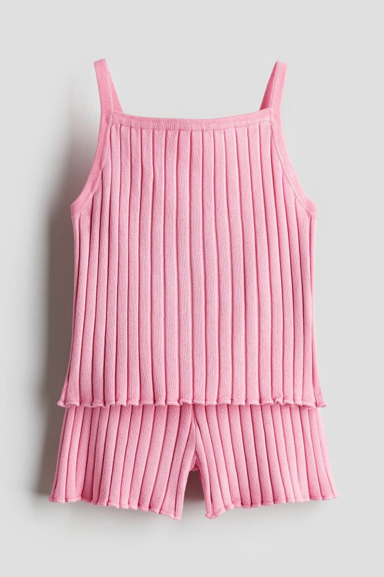 2-piece Rib-knit Set - Pink - Kids | H&M US | H&M (US + CA)