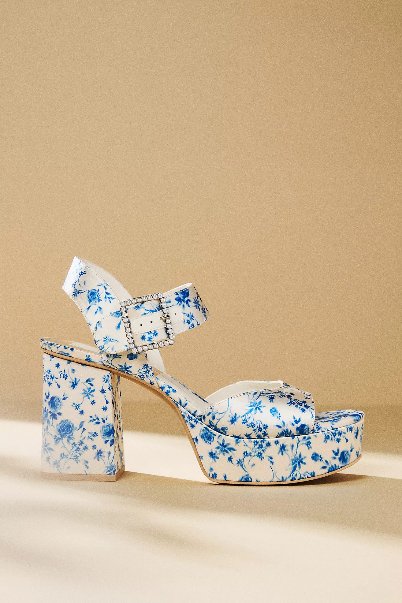 Dolce Vita Bobby Pearl Printed Satin Platform Heels | Anthropologie (US)