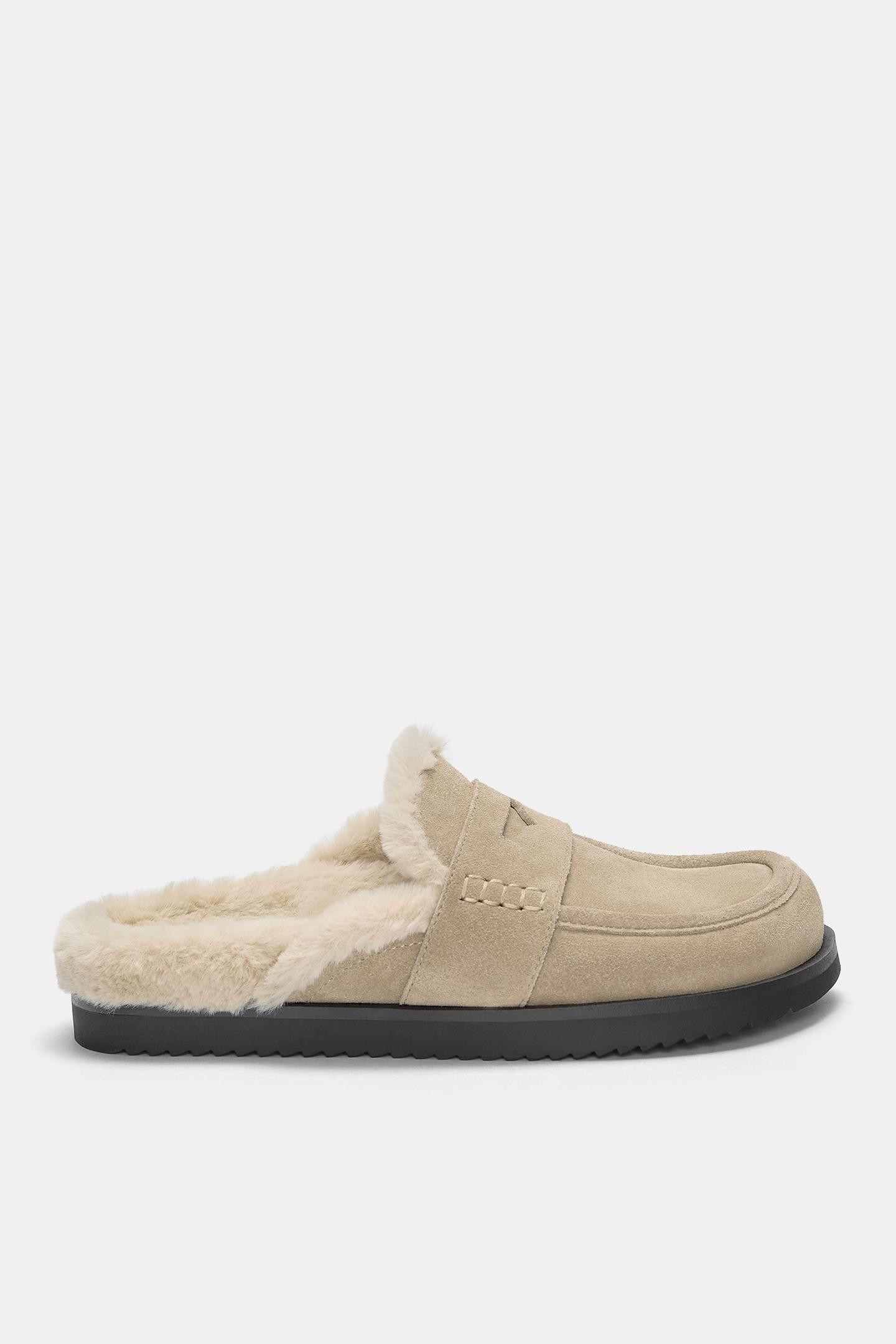 Faux fur clogs with penny strap | PULL and BEAR UK
