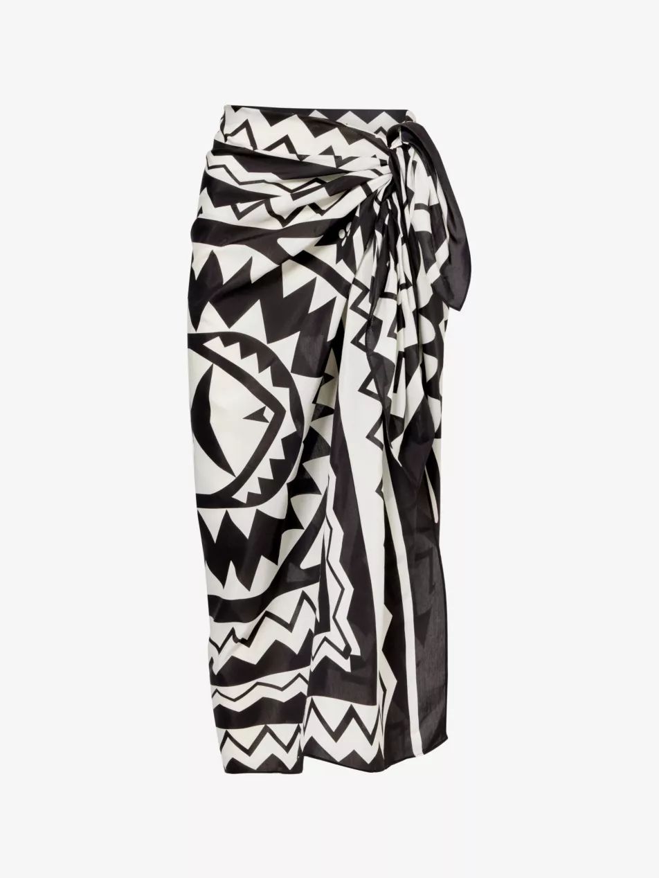 Magique geometric-pattern cotton and silk-blend sarong | Selfridges
